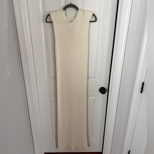 Chic Cream Knit Sleeveless Dress
